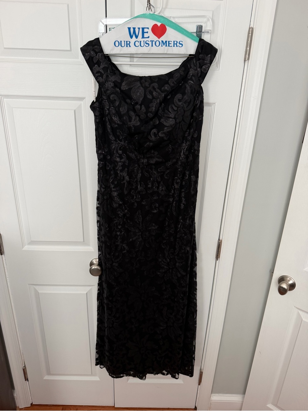 Azazie Black Floral Lace Maxi Dress